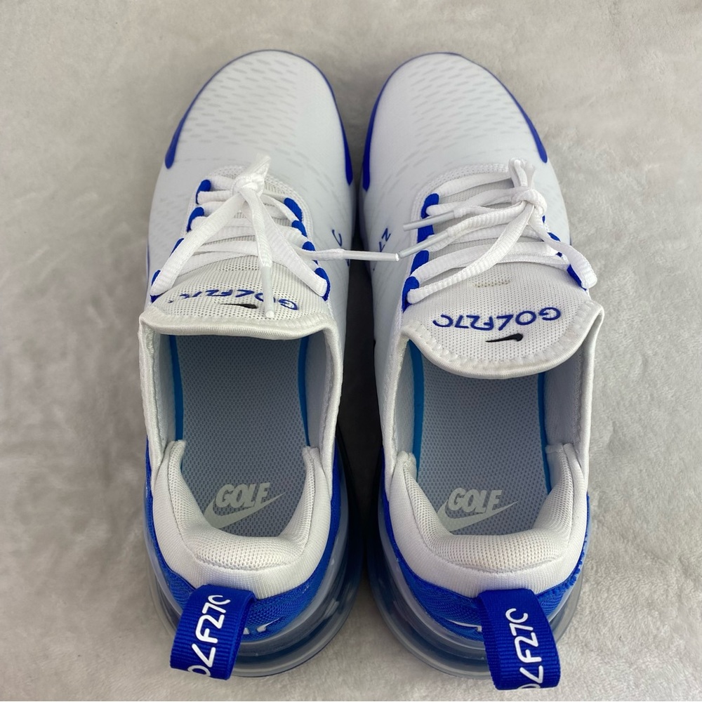 New Nike Air Max 270  White Racer Blue Black CK6483-106 Men's Golf Shoe - Picture 6 of 12